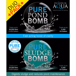 Evolution Aqua Pure Duo Pack Pond Bomb & Sludge Bomb Pond Clear Water Treatment Pond Sludge Remover - Duo Value Pack Offers Complete Natural Pond