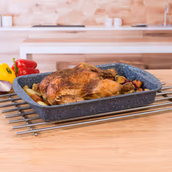 Russell Hobbs COMBO-5446 Roasting Pan Set Of 2 - 38cm Non Stick Oven Roasting Tray With Handles, PFOA Free, Carbon Steel, Roast Chicken Tray, Family