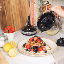 Salter Electric Fruit Juicer ? Fresh Citrus Juice Extractor, For Baking & Cocktails, 600ml Measuring Jug, BPA Free, Includes 2 Juicing Cones, Smooth