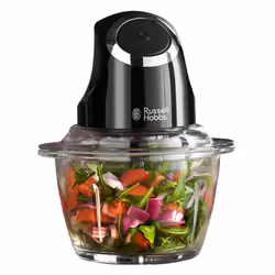 Russell Hobbs Desire Electric Fruit & Vegetable Mini Chopper, 1L glass bowl with 500ml food capacity & storage lid, Dishwashe ...