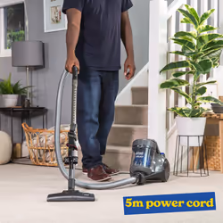 Russell Hobbs Cylinder Vacuum Cleaner ATLAS2 2.5 Litre Grey & Blue with 3 in 1 Multi-Tool, Triple Dust Lock 700W High Efficiency Motor, 2 Year