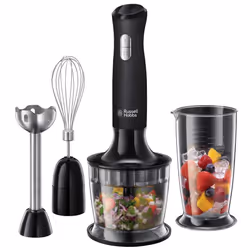 Russell Hobbs Desire 3 in 1 Electric Hand Blender, Fruit & Veg Mini Chopper & Whisk attachment, Stainless steel blending leg, ...