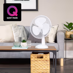 Russell Hobbs 12" Inch, Lightweight, Portable Desk Fan, 3 Speeds, Wide-Angled Oscillation, Powerful Airflow, Quiet Operation, Perfect for Bedroom or