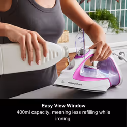 Morphy Richards TurboGlide Steam Iron, Ceramic Non-stick Soleplate, 150g Steam Boost, 40g Steam Output, 400ml Water Tank, Anti Drip, Anti Scale, Auto