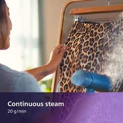 Philips 3000 Series Handheld Steamer, 1000W, 20 g/min Steam, Kills Germs, Detachable 100ml Water Tank, Compact + Foldable, Plastic Plate, Blue