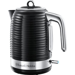 Russell Hobbs Inspire Electric 1.7L Cordless Kettle (Fast Boil 3KW, Black premium textured plastic, high gloss finish, Removable washable anti-scale