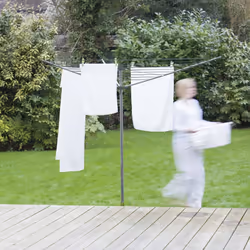 Addis 35m 3 Arm Rotary Washing Line (Grey) Multiple Tension Adjustment, Folding Outdoor Rotating Clothes Dryer & Ground Spike MOB, Metallic