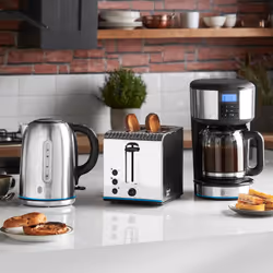 Russell Hobbs Brushed Stainless Steel Electric 1.7L Cordless Kettle (Quiet & Fast Boil 3KW, Removable washable anti-scale filter, Push button lid,