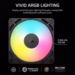 Corsair RS120 ARGB 120mm PWM Fans ? Daisy-Chain Connection ? Low-Noise ? Magnetic Dome Bearing ? Triple Pack ? Black