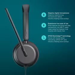 EPOS IMPACT 860T ANC Dual-Sided Wired Headset with Active Noise Cancellation, Microsoft Teams Certified, USB C and USB A, Super Wideband Audio, Ideal