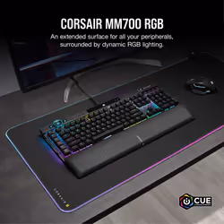 Corsair MM700 RGB Extended Cloth Gaming Mouse Pad - 930mm x 400mm - 360? RGB Lighting - Two USB Port Hub - Thick Rubber - Black