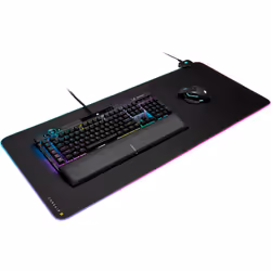 Corsair MM700 RGB Extended Cloth Gaming Mouse Pad - 930mm x 400mm - 360? RGB Lighting - Two USB Port Hub - Thick Rubber - Black