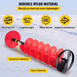 VEVOR Ice Drill Auger, 6" Diameter Nylon Ice Auger, 39" Length Ice Auger Bit,Auger Drill with 11.8" Extension Rod,Auger Bit with Drill Adapter,Top