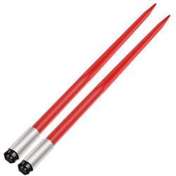 VEVOR Pair Hay Spear 49" Bale Spear 3000 lbs Capacity, Bale Spike Quick Attach Square Hay Bale Spears 1 3/4", Red Coated Bale Forks, Bale Hay Spike