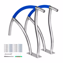 VEVOR Pool Handrail, 30" x 30" Swimming Pool Stair Rail, 2 PCs Stainless Steel Stair Pool Hand Rail Rated 375lbs Load Capacit ...