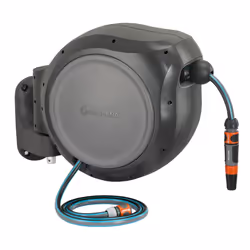 GARDENA (08045) Retractable Garden Hose Reel 66' ft, Wall Mounted, Automatic Retraction & Length Lock for Easy Watering. Heav ...