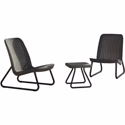Keter Rio Patio Set, Table and Chairs - Graphite/Grey
