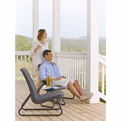 Keter Rio Patio Set, Table and Chairs - Graphite/Grey