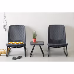 Keter Rio Patio Set, Table and Chairs - Graphite/Grey