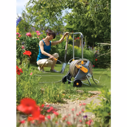 HOZELOCK - Cart Reel Metal Pro 30m : Reel on Wheels 30m, Stable, Robust Metal Drum, Telescopic Traction Handle Comfortable, Supplied Assembled with