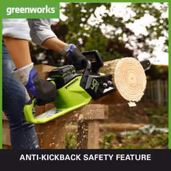 Greenworks GD40CS15 Cordless Chainsaw with Brushless Motor, 14 Inch (35cm) Bar Length, 12m/s Chain Speed, 3.5kg, Auto-Oiler, Kickback Protection