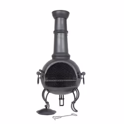 MURCIA LARGE STEEL CHIMENEA WITH GRILL