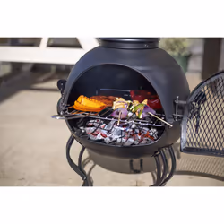 MURCIA LARGE STEEL CHIMENEA WITH GRILL