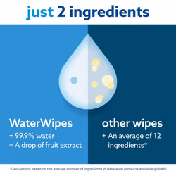 WaterWipes Plastic Free Original Baby Wipes  99.9% Water Based Wipes Unscented for Sensitive Skin 720 count (Pack of 12)