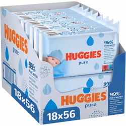 Huggies Pure Baby Wipes 18 Packs (1008 Wipes Total) 99 Percent Pure Water Wipes Fragrance Free for Gentle Cleaning and Protec ...