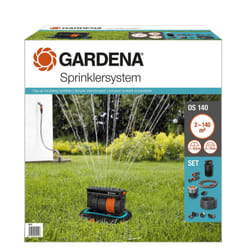Gardena Sprinkler System Complete Set with Sversive Quadrangers OS 140: Irrigation System for Square and Rectangular Surfaces up to Max 140 m?, ground