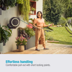 Gardena Wall-Mounted Hose Box Rollup S (White) 15 m: Versatile Watering System for Small Gardens, Swivel Hose Reel, with Wall Bracket, System Parts