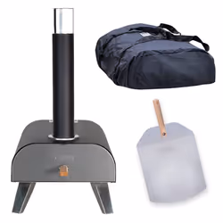 Zanussi ZPO1BPC Outdoor 12 Inch Wood Pellet Portable Wood Fired Pizza Oven with Paddle and Cover in Black, BBQ Oven & Smoker, ...