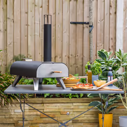 Zanussi ZPO1BPC Outdoor 12 Inch Wood Pellet Portable Wood Fired Pizza Oven with Paddle and Cover in Black, BBQ Oven & Smoker, Stainless Steel Foldable