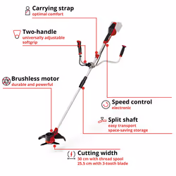 Einhell Power X-Change 36V Cordless Brush Cutter - Powerful Weed Trimmer With Metal Blades- AGILLO 36/255 Solo Battery Strimmer (Battery Not