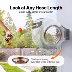 VEVOR Retractable Garden Hose Reel, 1/2" x 131.23 ft Wall Mounted Hose Reel, Heavy Duty Garden with 9 Patterns Nozzle, Any Length Lock, Auto-Rewind