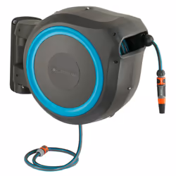 Gardena Wall-Mounted Hose Box Rollup XL (Turquoise) 35 m: Versatile Watering System for Large Gardens, Swivel Hose Box, Inclu ...