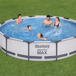 Bestway Steel Pro Pool Swimming Pool, Round Above Ground Garden Frame Pool, Multiple Sizes, 12' x 30"/3.66m x 76cm, Grey