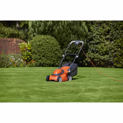 Flymo EasiStore 300R Electric Rotary Lawn Mower - 30 cm Cutting Width, 30 Litre Grass Box, Close Edge Cutting, Rear Roller, Manual Height Adjust,