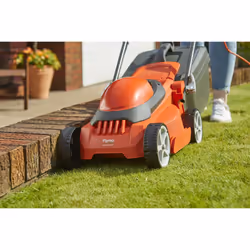 Flymo EasiStore 300R Electric Rotary Lawn Mower - 30 cm Cutting Width, 30 Litre Grass Box, Close Edge Cutting, Rear Roller, Manual Height Adjust,