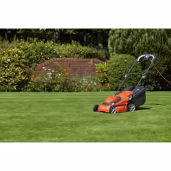 Flymo EasiStore 380R Electric Rotary Lawn Mower - 38 cm Cutting Width, 45 Litre Grass Box, Close Edge Cutting, Rear Roller, Central Height Adjust,