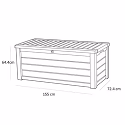 Keter Westwood 570L Outdoor 75% recycled Garden Furniture Storage Box Brown Wood Panel Effect ; Fade Free ; All Weather Resistant ; Safe and Secure ;