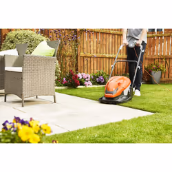 Flymo EasiGlide 300 Hover Collect Lawn Mower - 1700W Motor, 30cm Cutting Width, 20 Litre Grass Box, Folds Flat, 10m Cable Length, Orange and Grey