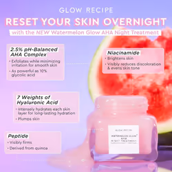 Glow Recipe Watermelon Glow Sleeping Mask - Exfoliating, Anti-Aging + Brightening Overnight Face Mask with AHA, Hyaluronic Acid + Pumpkin Seed Extract