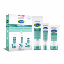 Cetaphil Gentle Clear Blemish Control 3-Step Routine Skincare Kit with Salicylic Acid, Face Cleanser 124ml + Serum 30ml + Moi ...