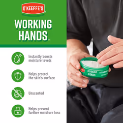 O'Keeffe's Working Hands Value Size Jar 193g (8 Pack) - Hand Cream for Extremely Dry, Cracked Hands | Instantly Boosts Moisture Levels, Creates a