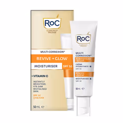 RoC Multi Correxion Revive + Glow Face Moisturiser SPF30 ? Vitamin C Hydration & Sun Protection with UVA/UVB Defence ? 50ml