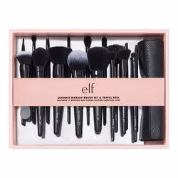 e.l.f. Ultimate Makeup Brush Set & Travel Roll, 17-Piece Brush Kit, Brushes For Eyeshadow, Foundation, Powder, Concealer & mo ...