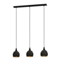 Eglo Roccaforte 3-flame Pendant Lamp, Steel, Black and Gold Hanging Light, E27 Socket