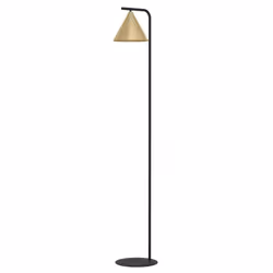 EGLO Floor lamp Narices, minimalist standing light made of brushed brass metal, golden and black living room lighting with fo ...