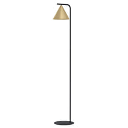EGLO Floor lamp Narices, minimalist standing light made of brushed brass metal, golden and black living room lighting with foot switch, E27 socket